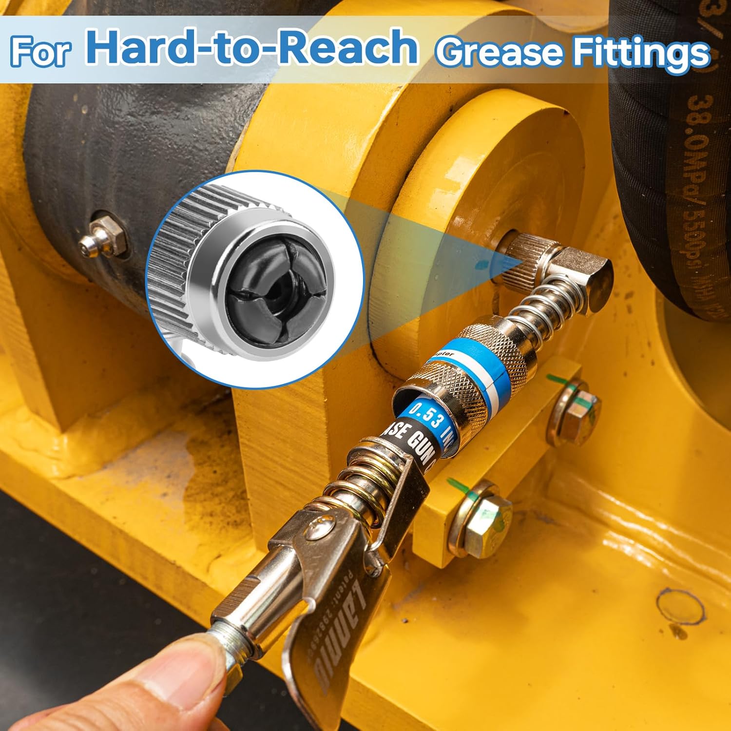 90 Degree Grease Gun Coupler - 10,000 PSI 4-Jaw Quick Release Lock-L1076