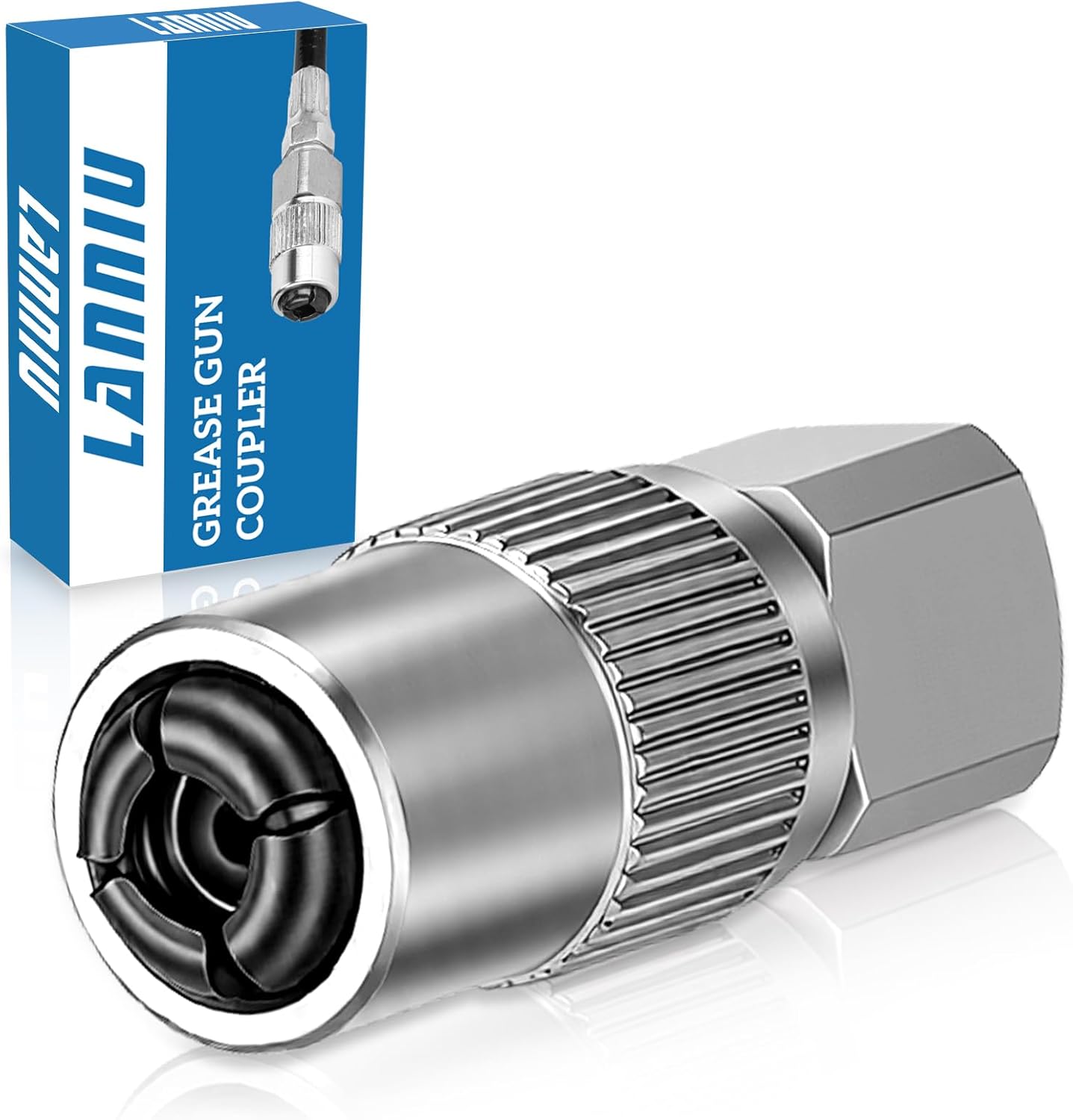 Grease Gun Coupler, Upgraded 4-Jaw Quick Release Strong Lock on Grease Gun Tips-L1079