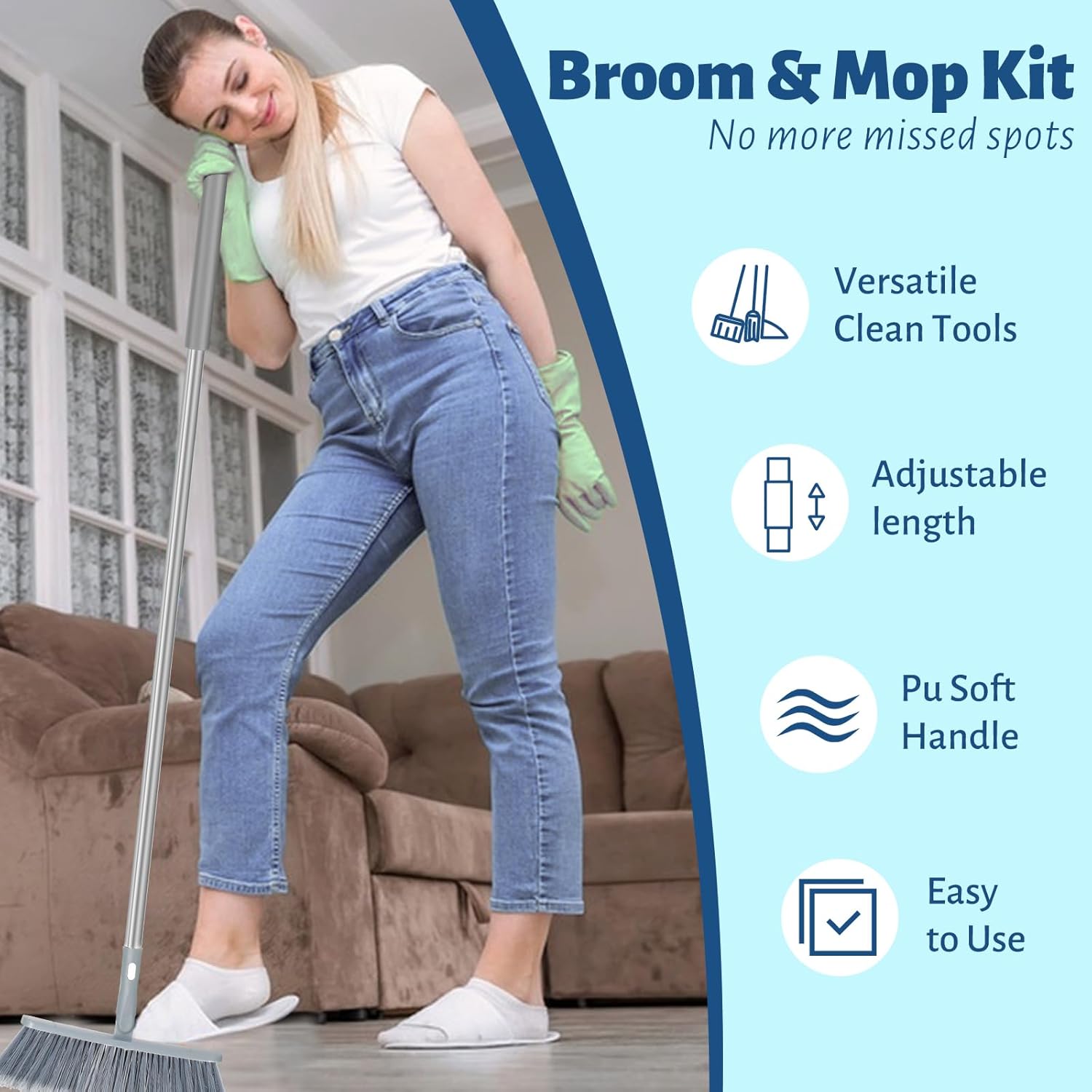3-in-1 Detachable Broom and Mop Set Combo for House Cleaning-L1067