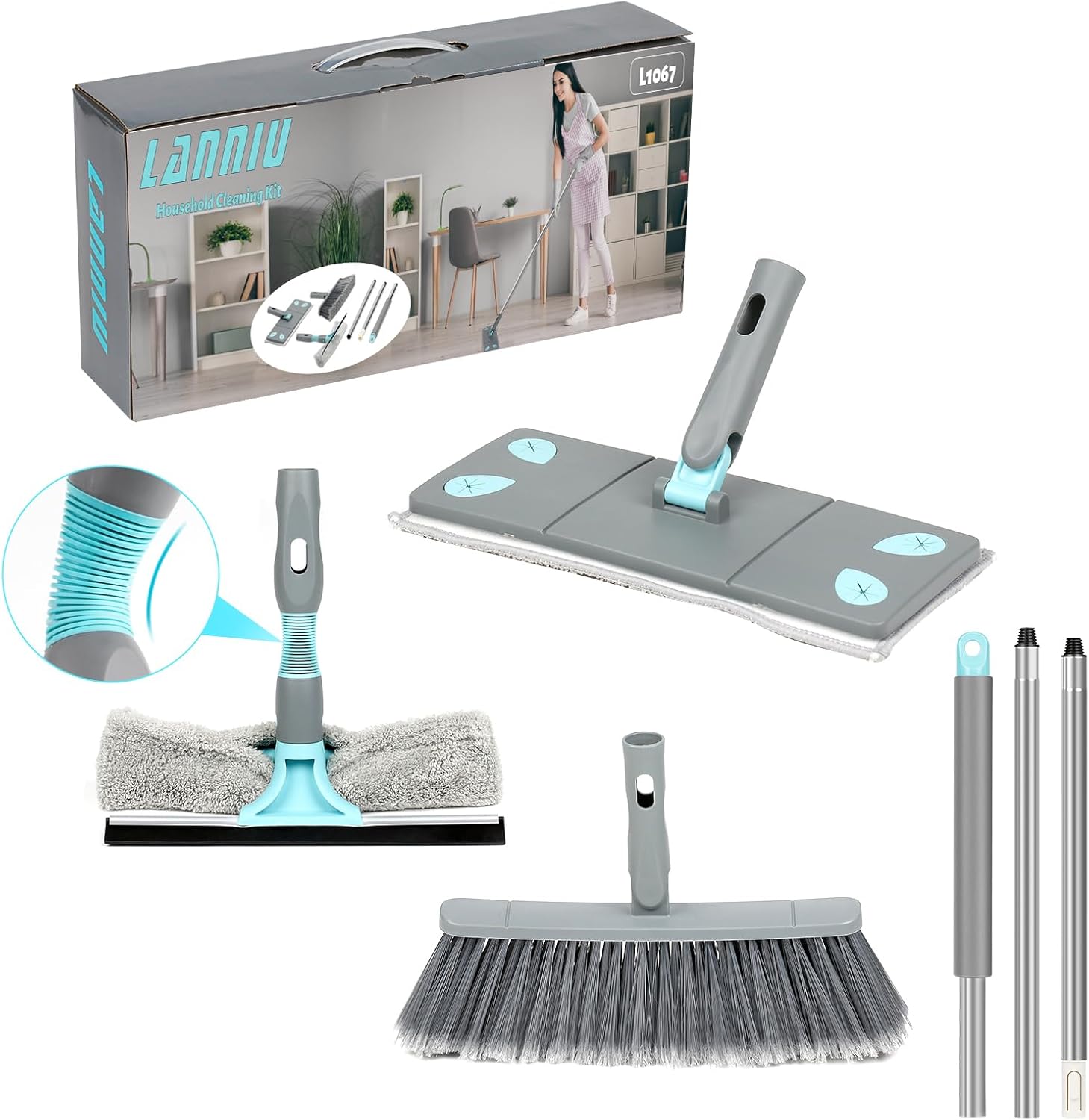 3-in-1 Detachable Broom and Mop Set Combo for House Cleaning-L1067